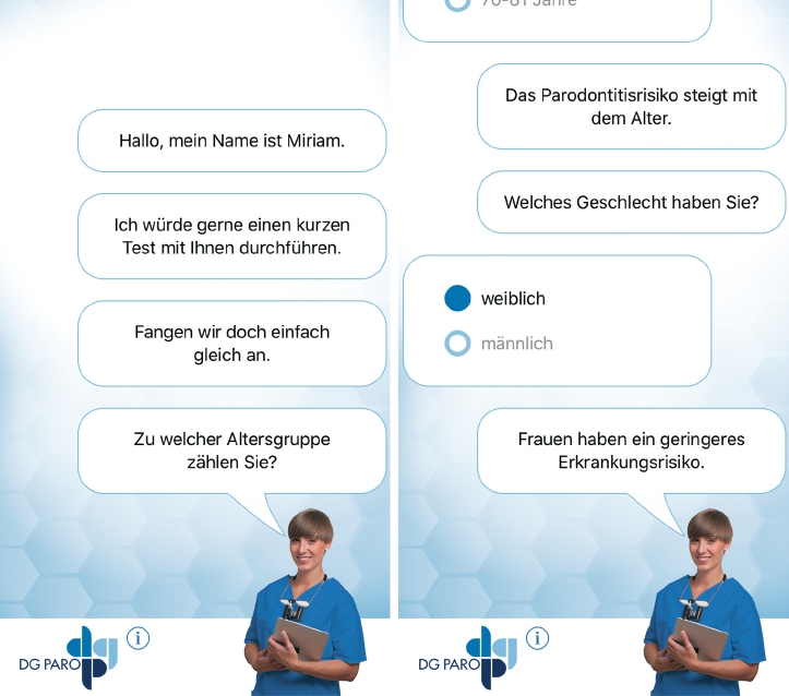 Ein Blick in die DG PARO-Selbsttest-App.