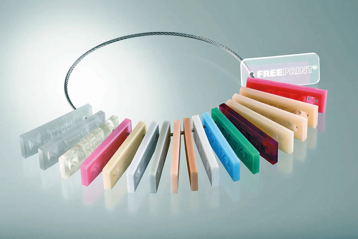 Abb. 1: Farb- und Materialring der FREEPRINT® 3D-Kunststoffe.