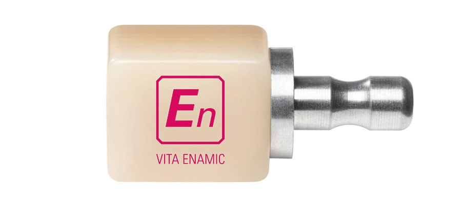 Abb. 1: Der CAD/CAM-Rohling VITA ENAMIC multiColor bietet einen naturgetreuen Farbverlauf mit sechs Farbschichten.