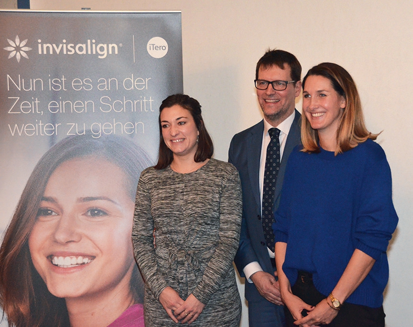Marketingchefin Gemma Tuplin, Senior Vice President Simon Beard und Kieferorthopädin Dr. Julia Haubrich (v.l.).