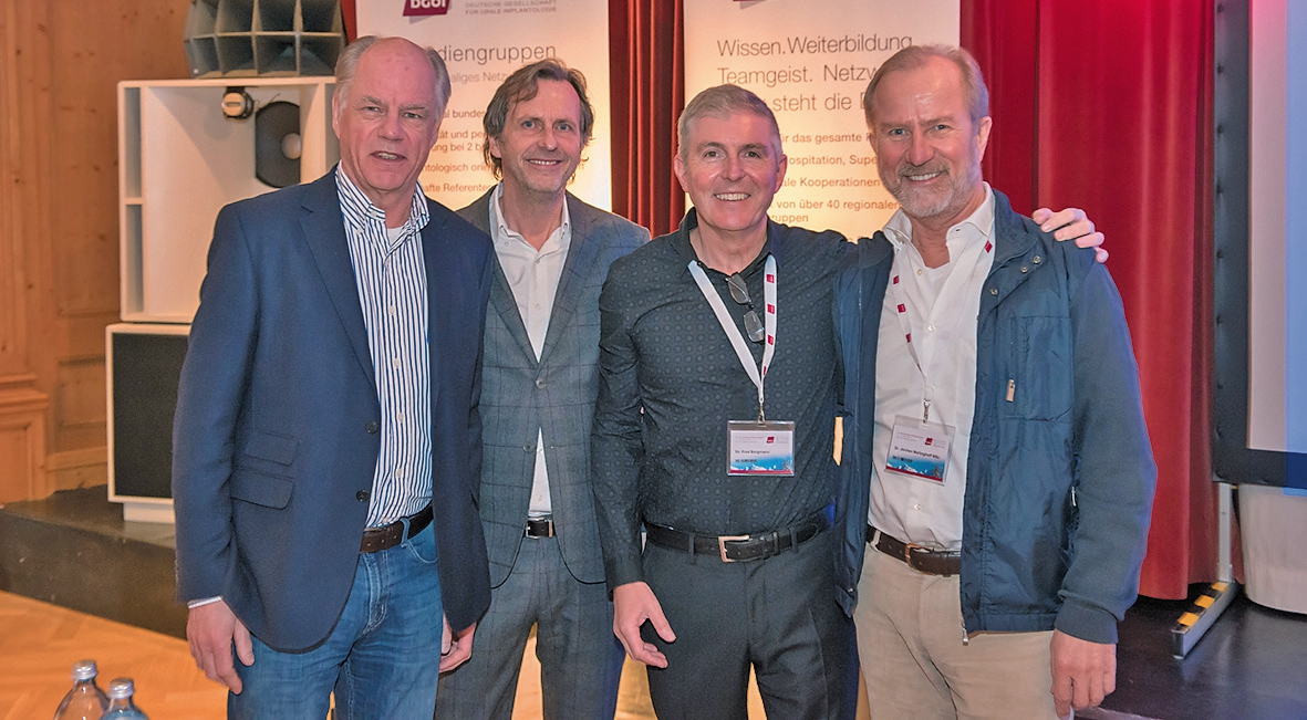 Kollegialer Austausch in freundschaftlicher Atmosphäre und auf Augenhöhe prägte auch in diesem Jahr wieder das Internationale Wintersymposium der DGOI (von links): Prof. Dr. Georg-H. Nentwig, Uli Hauschild, Dr. Fred Bergmann und Referent Dr. Jochen Mellinghof, MSc.