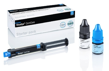 Nur drei Komponenten für Befestigung und Stumpfaufbau: das Visalys® CemCor.