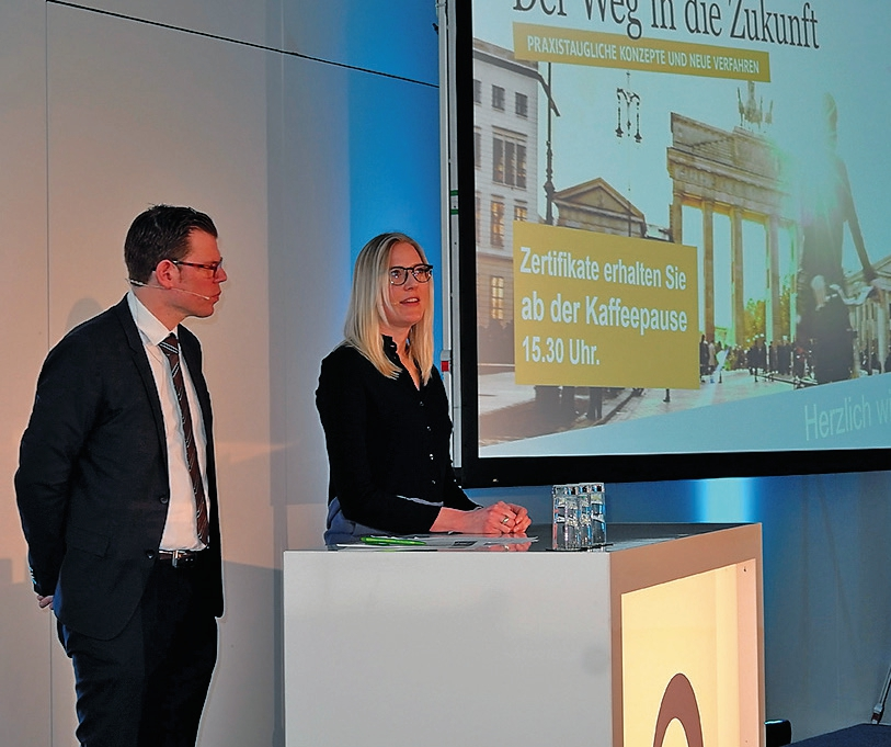 Das Streitgespräch des Young ITI Meetings. Hier im Bild Dr. Dr. Stefan Kindler und Dr. Tabea Flügge.