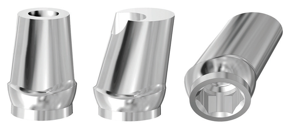 Abb. 3: Das Abutment mit 0°, 15° und 25° Abwinkelung…