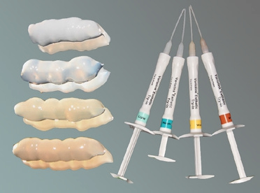 Abb. 3: Try-in-Pasten: Light, Neutral, Warm, Warm + (von oben nach unten).