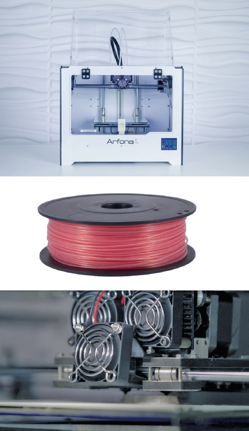Abb. 18a-c: Valplast-„Draht“ und FFF-3D-Druckverfahren (Fused Filament Fabrication) von Weithas und Valplast. © Thies Elteste, Firma Weithas