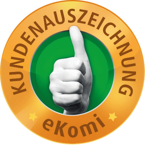 eKomi Siegel Gold (Stand: 30.07.2019), Zeichen zufriedener Kunden.