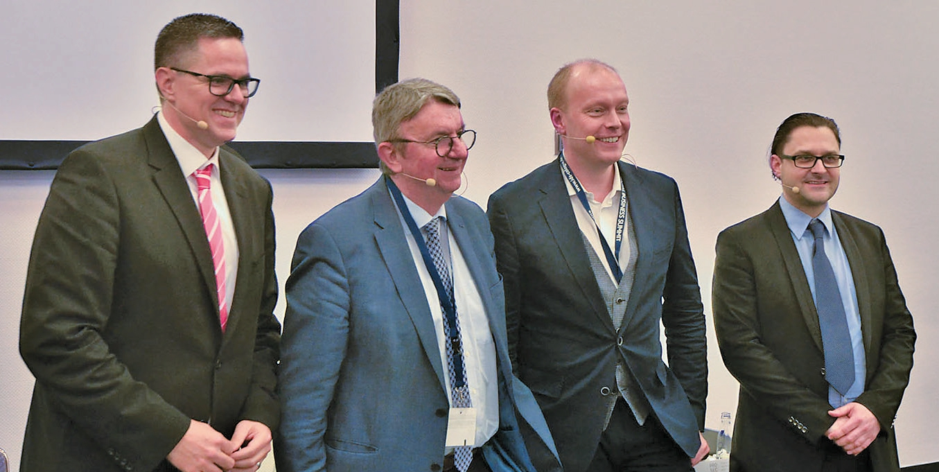 Die Referenten der PROSEC PK (von links) Dr. Michael Tholey, Prof. Dr. Wilfried Wagner, Prof. Dr. Florian Beuer und Moderator Dr. Johannes Löw.
