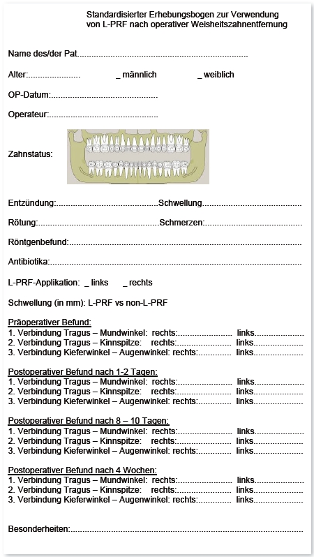 Abb. 5: Standardisierter Erhebungsbogen für die Studie.