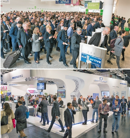 Abb. 9 u. 10: Innovation wird großgeschrieben, darum ist auch das Besucherinteresse traditionell groß: Internationale Dental-Schau in Köln.