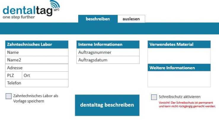 Abb. 6: PC-Software zum Beschreiben der NFC-Mikrochips.