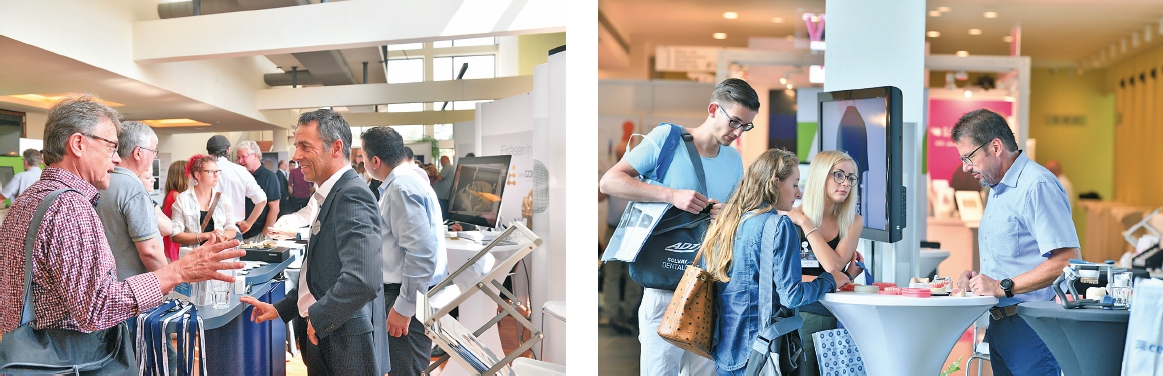 Abb. 7 u. 8: Auch 2018 konnten sich Interessierte wieder in der begleitenden Industrieausstellung über neue und bewährte Produkte informieren.
