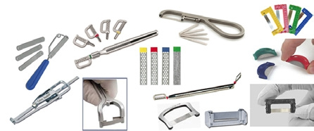Abb. 9: Unterschiedliche Varianten von manuellen Instrumenten zur Abtragung des Zahnschmelzes interdental.
