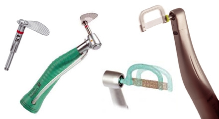 Abb. 11: Unterschiedliche Varianten von mechanisch oszillierenden Instrumenten zur Abtragung des Zahnschmelzes interdental.