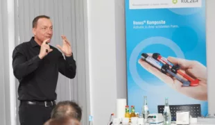 In einem kurzweiligen Vortrag gab Prof. Dr. Frankenberger den Teilnehmern ein Update zur adhäsiven Zahnmedizin mit Kompositen.