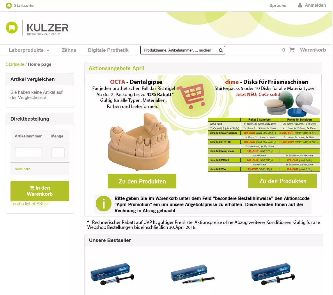 Der Webshop von Kulzer wurde grundlegend überarbeitet – sowohl funktionell als auch optisch.