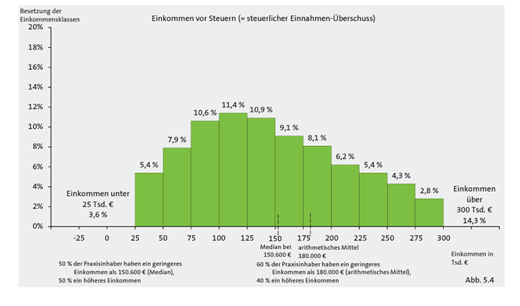 Abb. 2: Verteilung des Einkommens der Inhaber/-innen nach Größenklassen 2020 – Deutschland [1].