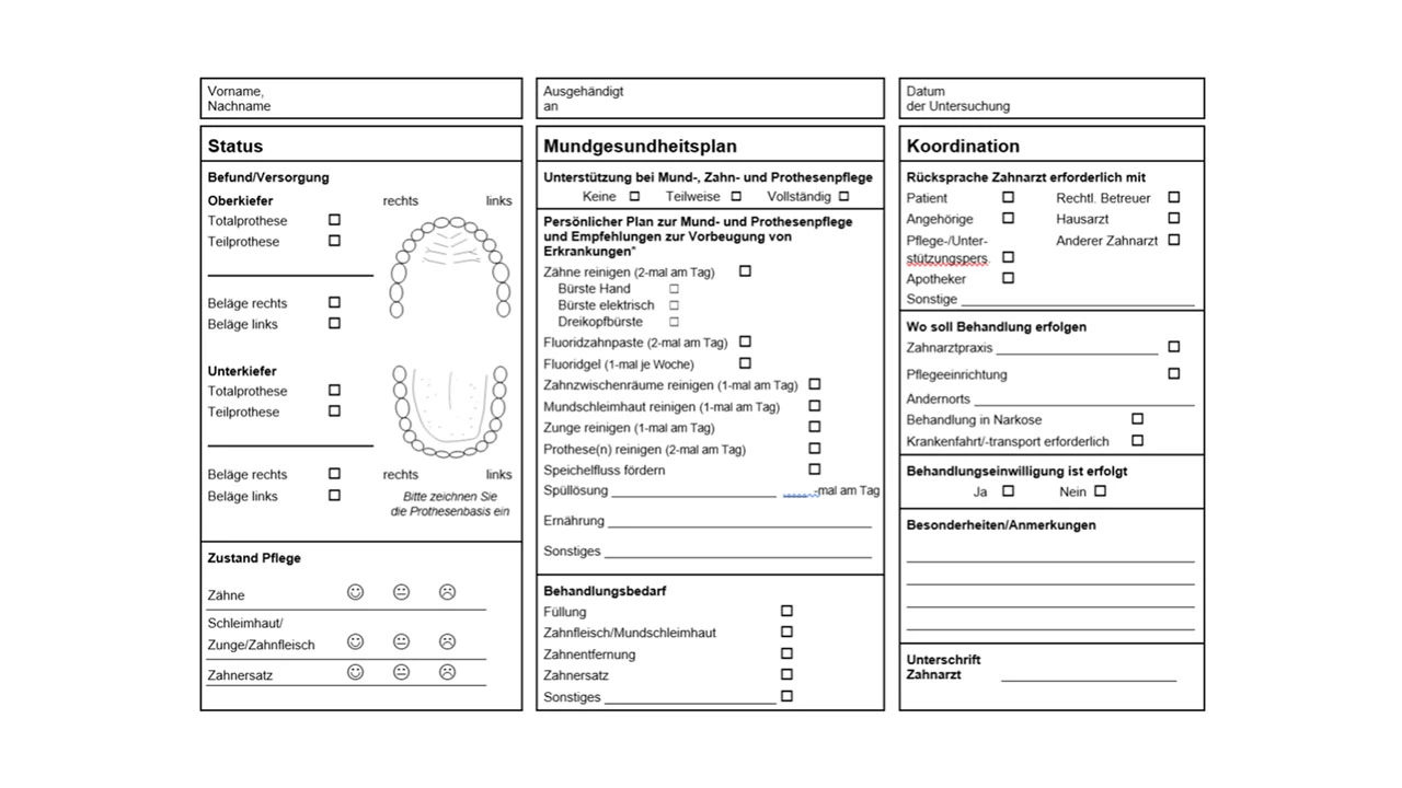 Abb. 1: Mundgesundheitsstatus und individueller Mundgesundheitsplan.