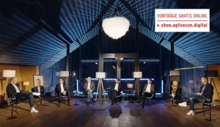 Der Nutzen der Digitalisierung ist eindeutig, befand die Expertenrunde der AG.Live CON Podiumsdiskussion (v. l. n. r.: Prof. Dr. Florian Beuer, Siegbert Witkowski, Prof. Dr. Daniel Edelhoff, Wolfgang Reim, Prof. Dr. Jan-Frederik Güth, Andreas Kunz, Prof.