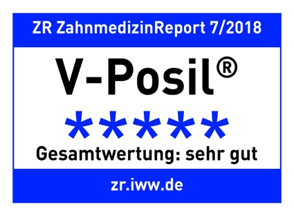 Die Test-Zahnärzte des renommierten Zahnmedizin Reports bewerten V-Posil als „sehr gut“ und mit fünf von fünf Sternen.