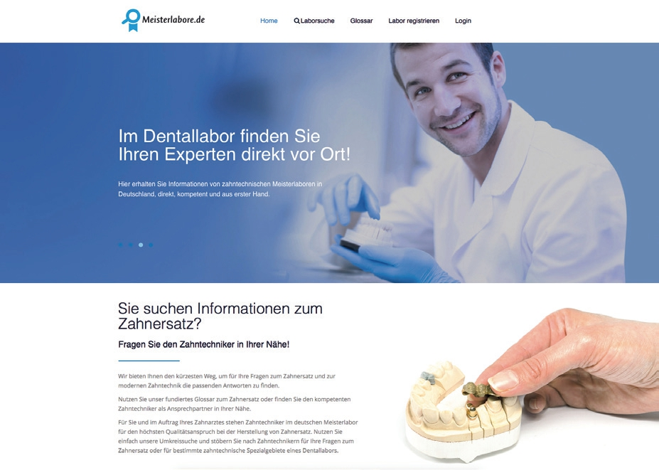 Screenshot der Seite Meisterlabore.de.