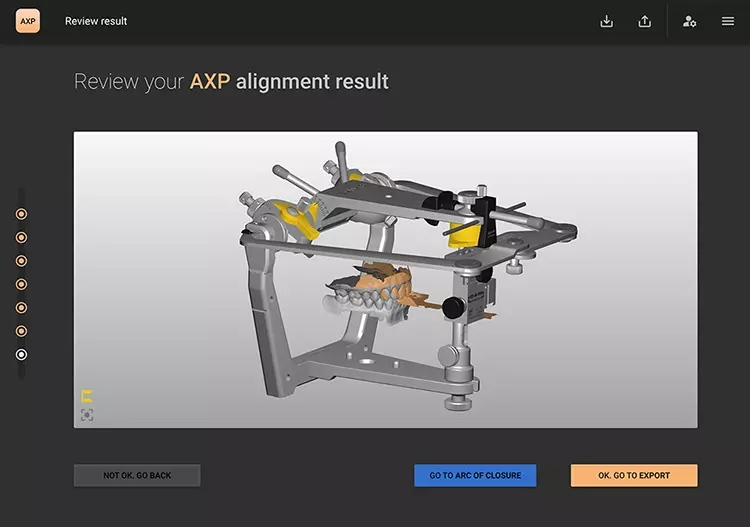 Abb. 3: In der gleichnamigen Software AxioPrisa werden die Modelle digital anatomisch
ausgerichtet und erleichtern die Übertragung der Patientenebene.