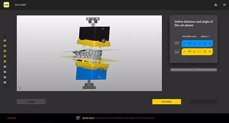 Abb. 5: Die AxioSnapMount Software bereinigt die Scans auf gewählten Schnittebenen,
um die Bauhöhe der Modelle so gering wie möglich zu halten.