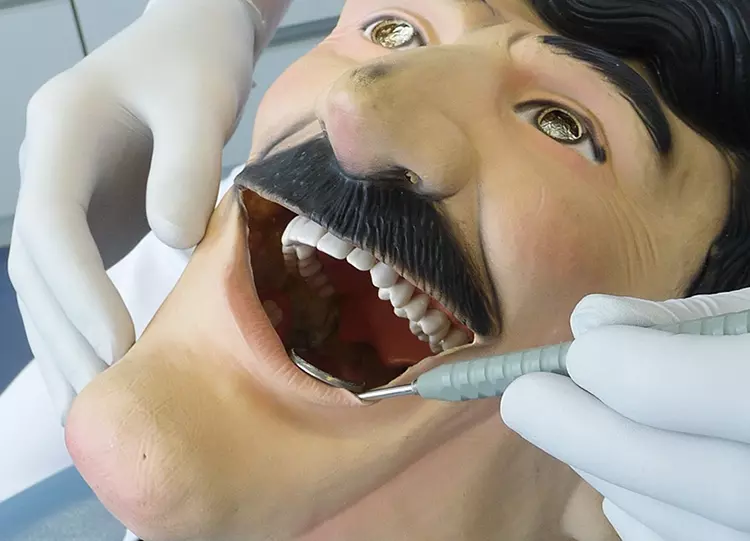 Abb. 3: Simulation der klinischen Situation mit dem Phantomkopf als Patienten.
