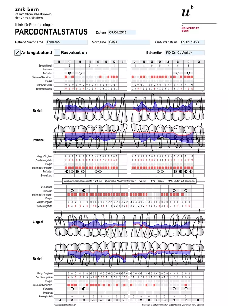 Abb. 4: Initialer Parodontalstatus (www.parodontalstatus.ch).