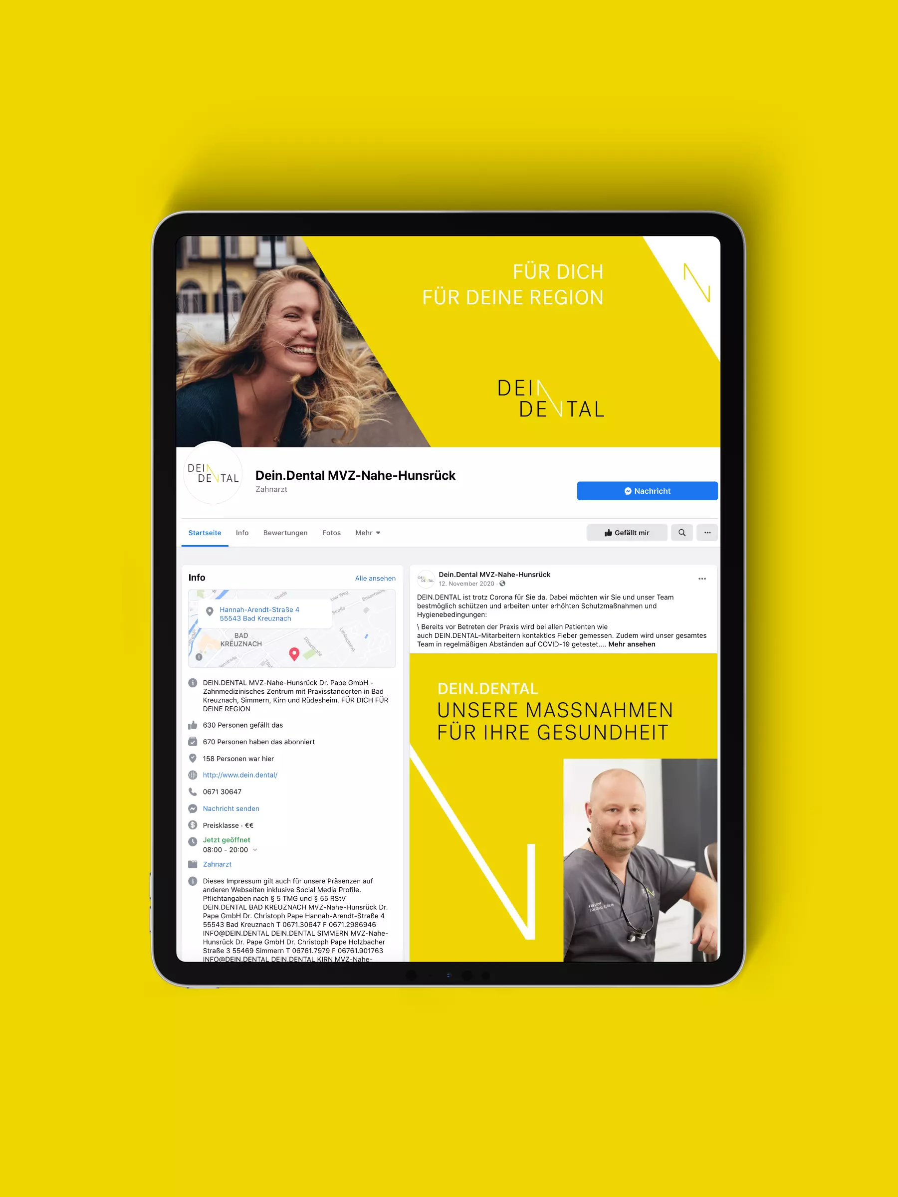 Mockup einer Facebook-Seite