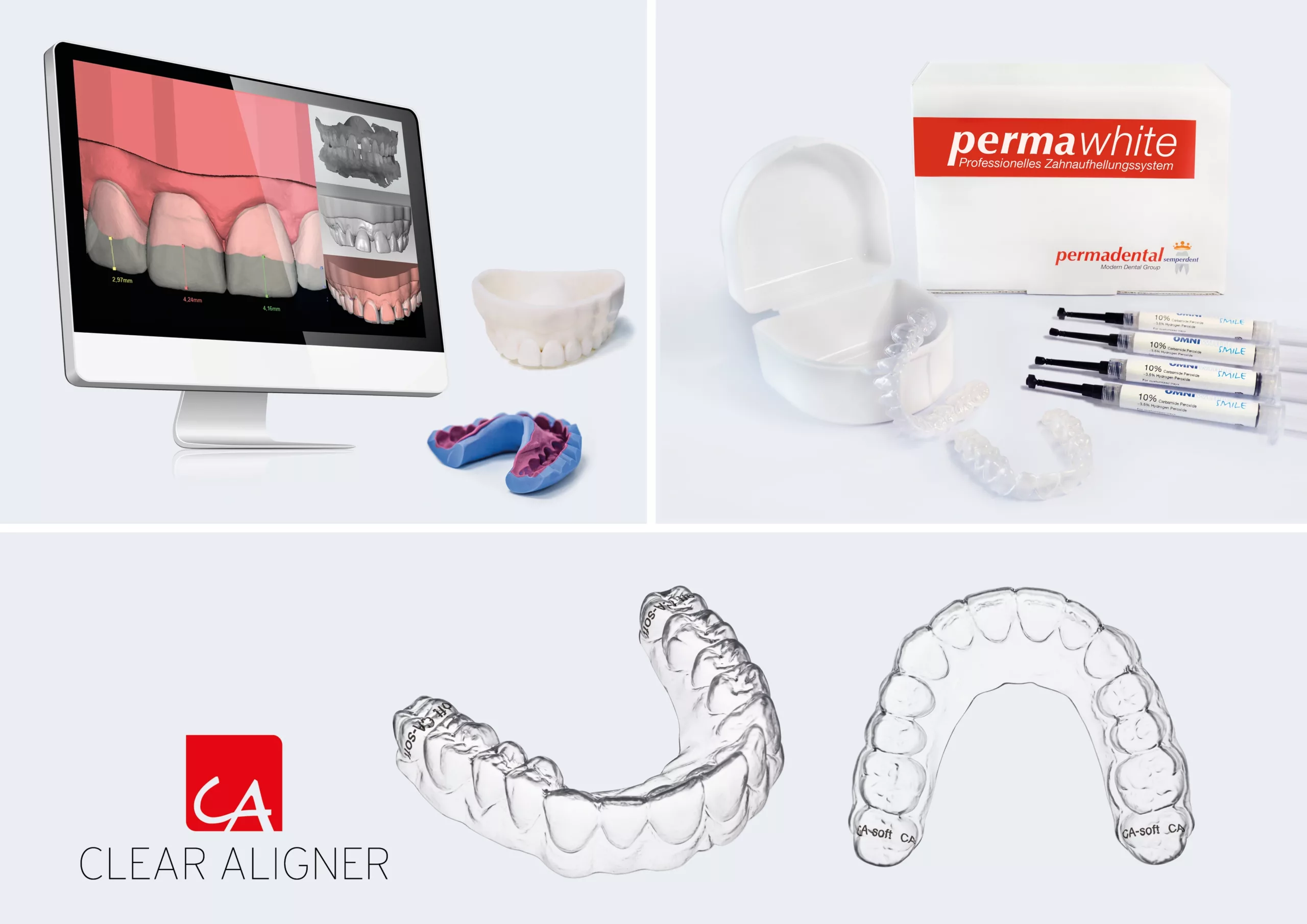 Dental Planning Center – DSD by PERMADENTAL, permaWhite und CA® Clear Aligner in der Übersicht.