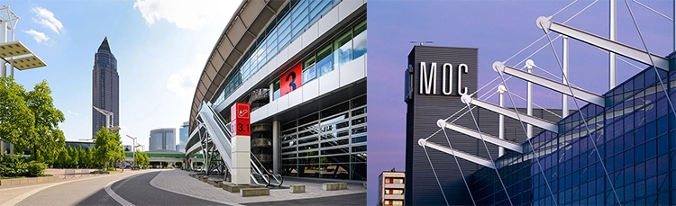 Messe Frankfurt, Halle 3, und MOC Veranstaltungscenter München.
