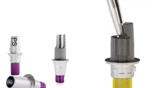 Die CAMLOG® & CONELOG® Titanbasen CAD/CAM free für den abgewinkelten Schraubenkanal sind in unterschiedlichen Kaminhöhen verfügbar (exemplarische Abbildung).