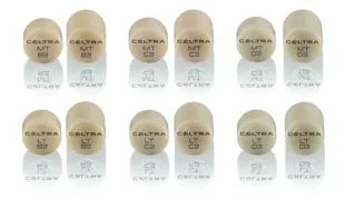 Das pressfähige zirkonoxidverstärkte Lithiumsilikat Celtra Press von Dentsply Sirona Lab gibt es jetzt, über A1, A2 und A3 sowie B1, C1 und D2 hinaus, auch als B3-, C3- und D3-Pellets – und das jeweils in MT und LT.