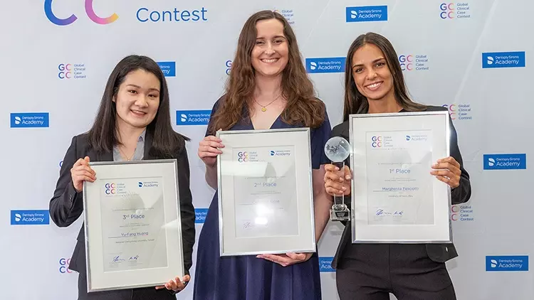 Die Preisträgerinnen des 19. Global Clinical Case Contests, die beim Finale in Konstanz geehrt wurden, v.l.n.r.: Yu-Fang Huang, Catharina Glose und Margherita Feliciotti.