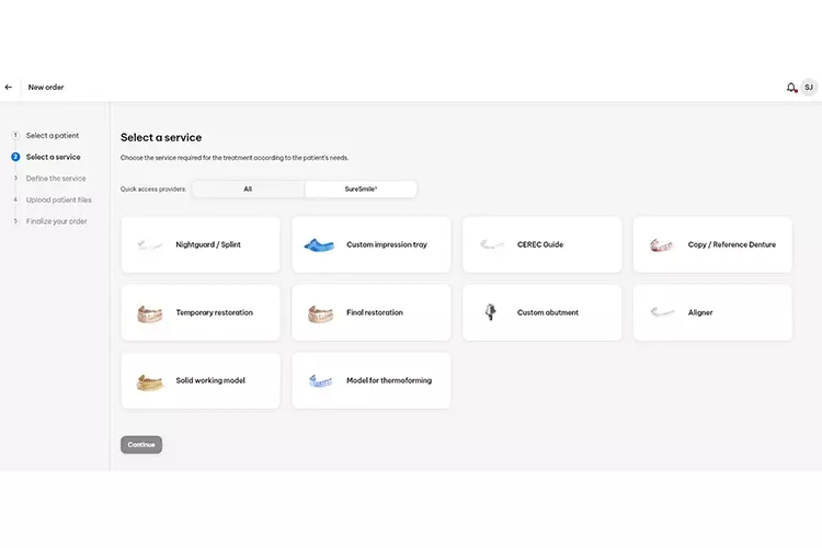 Screenshot der DS Core-Bestellfunktion. Sie verbindet Praxen mit Labors und anderen Dienstleistern.