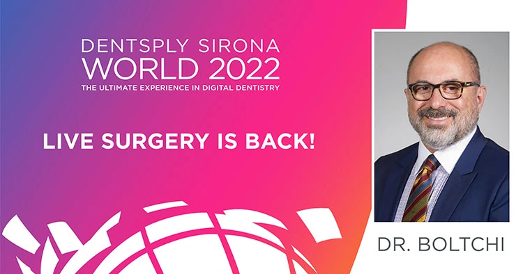 Dr. Farhad Boltchi ist ausgewiesener Parodontologie-Spezialist (American Board) und Mitglied der CDOCS. Er wird auf der DS World 2022 eine live und simultan übertragene Implantat-OP durchführen.