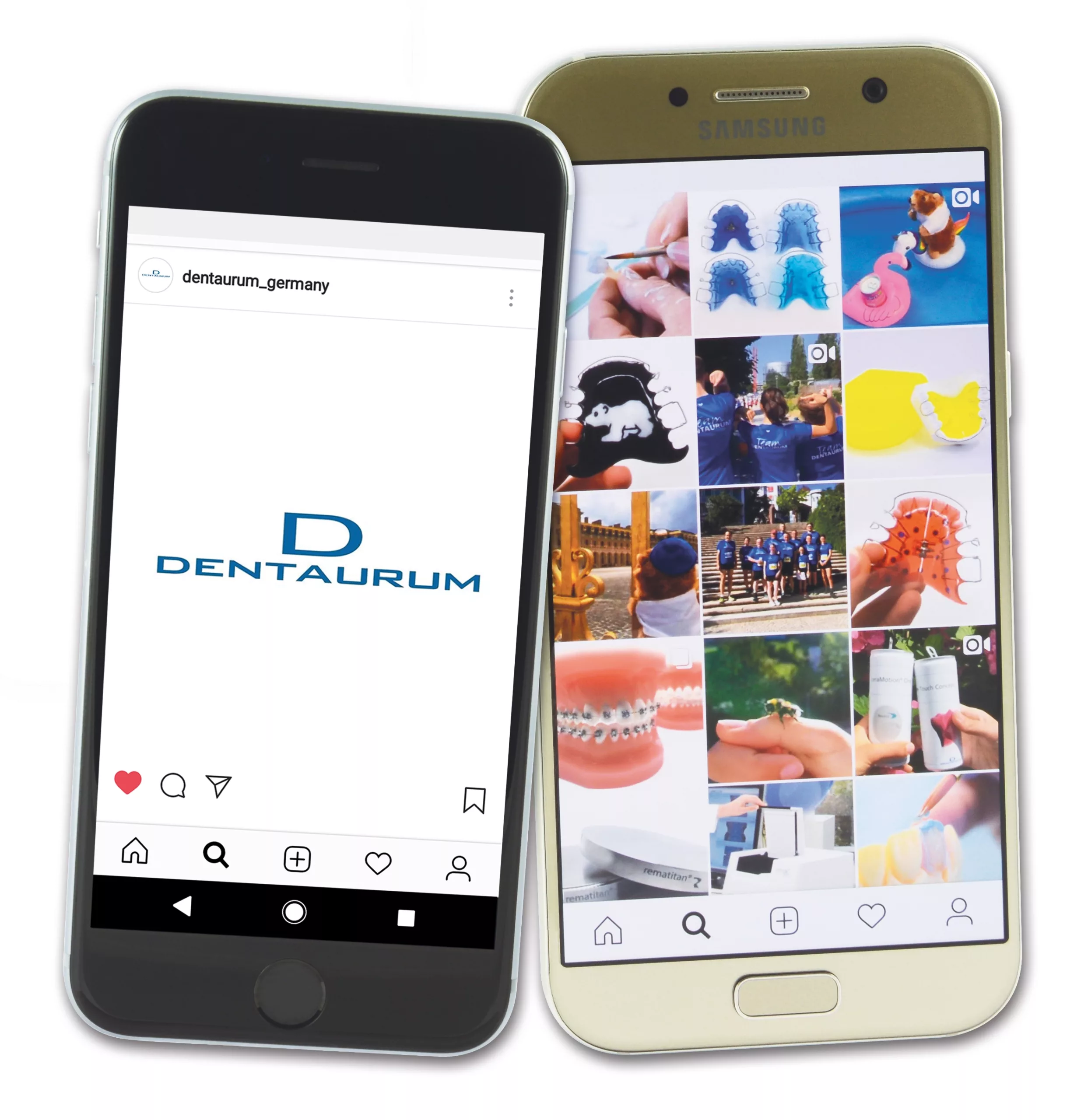 Der neue Dentaurum Instagram-Auftritt auf dem Smartphone.