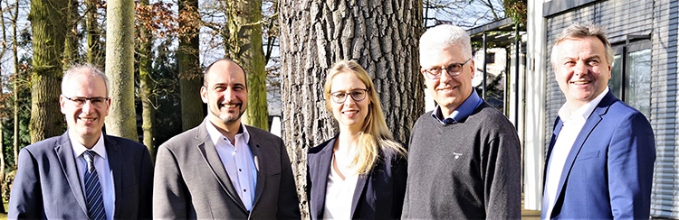 Das Leadership-Team der Deutschen ITI-Sektion: Prof. Dr. Dr. Johannes Kleinheinz (Chair), Prof. Dr. Dr. Bilal Al-Nawas (Education-Delegate), Dr. Anne Bauersachs (Study-Club-Coordinator), Thomas Kreuzwieser (Sektion-Manager) und Dr. Georg Bach (Communica