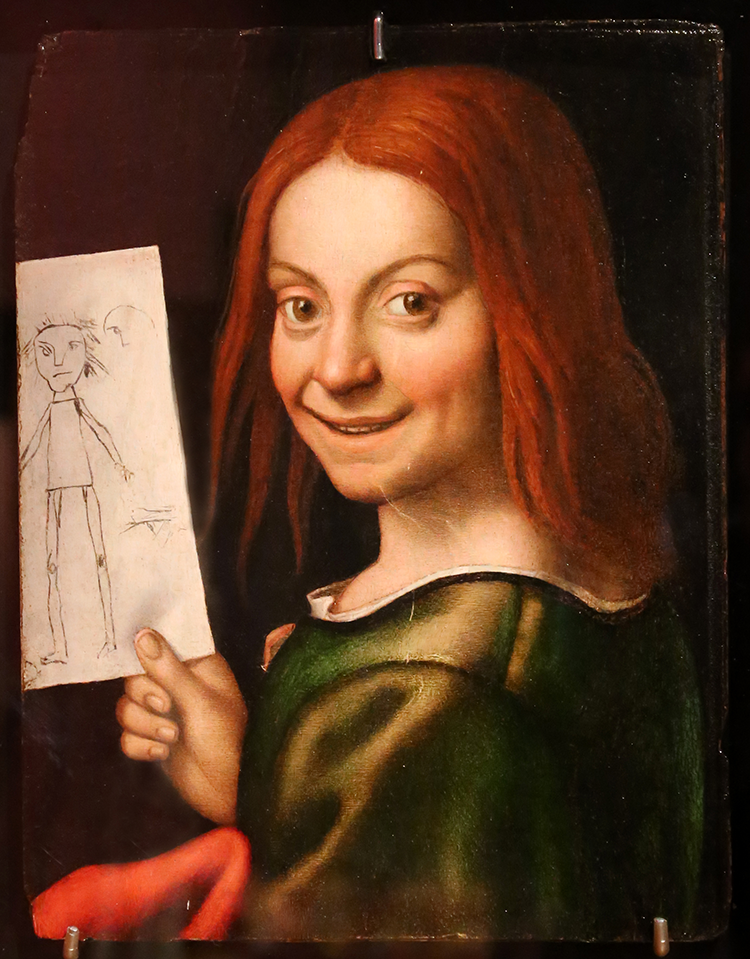 Abb. 1: Ölgemälde „Knabe mit einer Zeichnung“ von Giovanni Francesco Caroto – Eigenes Werk, CC BY 3.0, um 1480 bis 1555, Museo di Casteveccio, Verona, Italien. Quelle: https://commons.wikimedia.org/w/index.php?curid=70638797 – Zugriff 22.10.2023