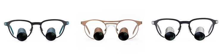 Die Fassungen Carbon v2 und Panto in den Farbnuancen Blue Slate, Rose Gold und Raw.