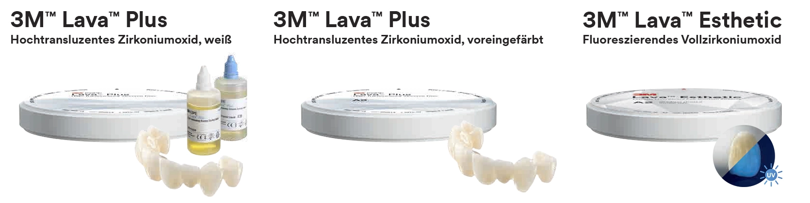 Das erweiterte Lava-Portfolio umfasst ein passendes Zirkoniumoxid für jeden Einsatzbereich.