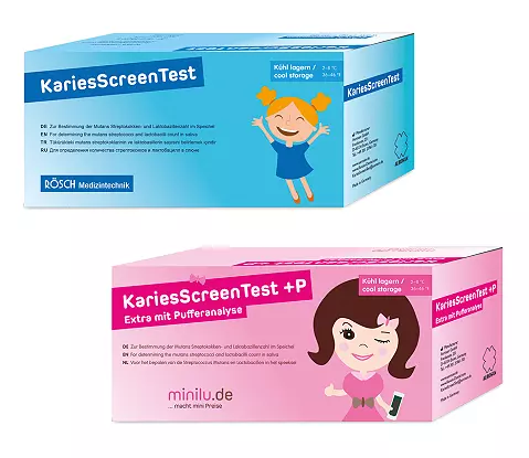 Den KariesScreenTest gibt es nur noch in Packungen mit 10 Dips. Als Alternative wird der KariesScreenTest +P angeboten, welcher 10 zusätzliche Teststreifen zur Messung der Pufferkapazität des Speichels enthält.