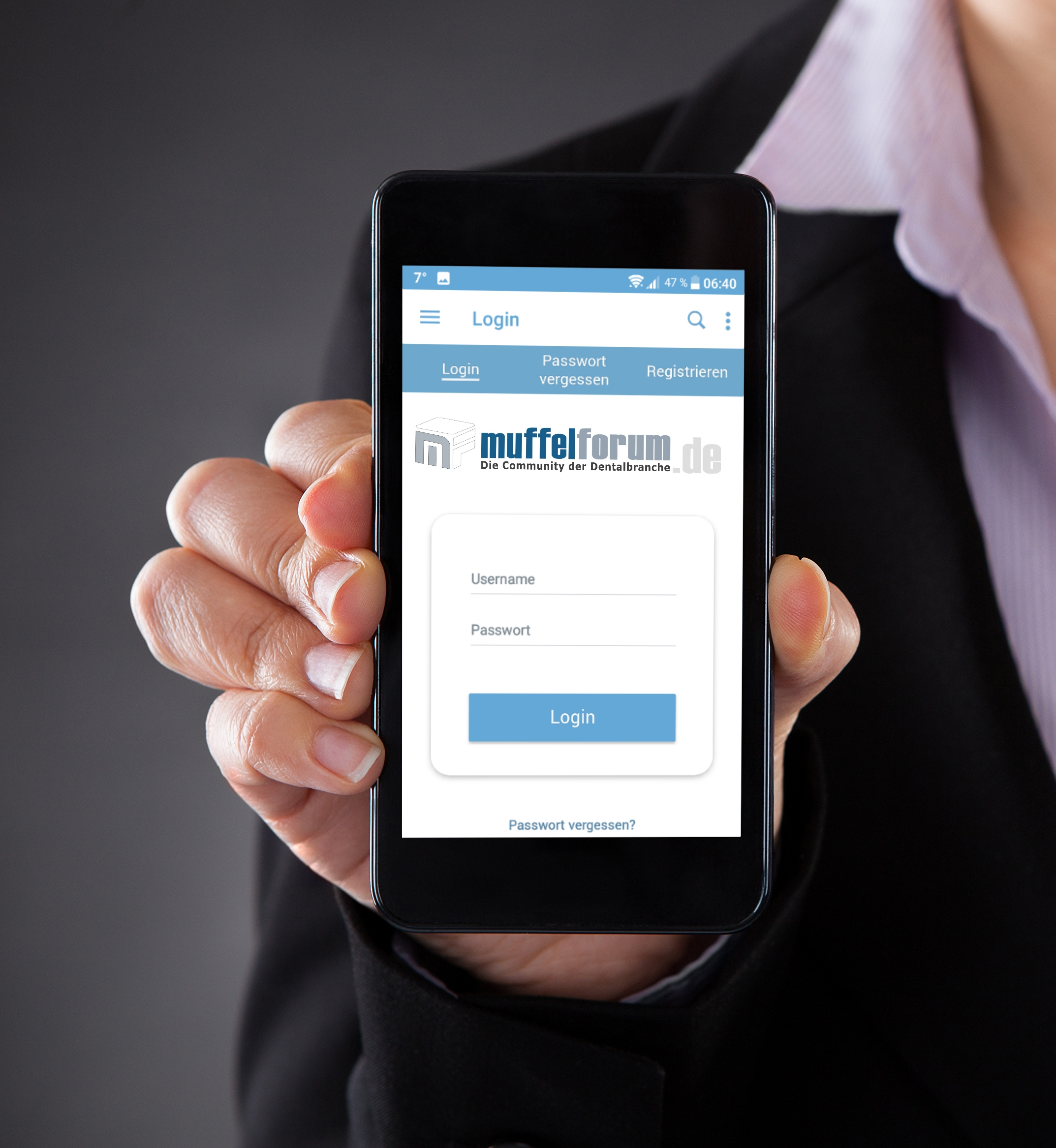 Die App des muffel-forums auf dem Handy.