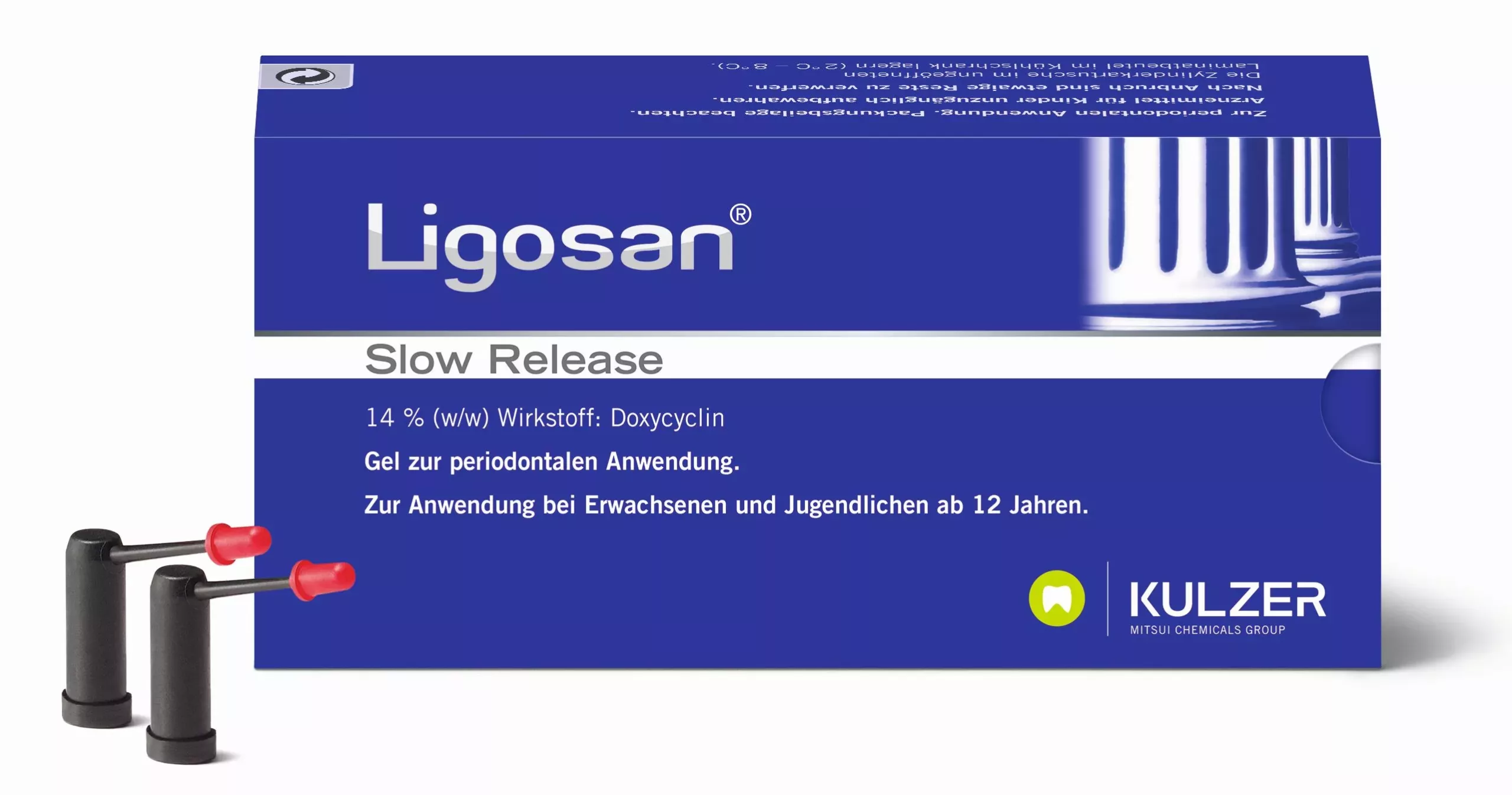 Der Taschen-Minimierer Ligosan® Slow Release – Lokalantibiotikum für die Parodontitis-Therapie.
© Kulzer GmbH