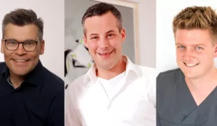 Die Absolventen des ersten PEERS-Youngsters-Programms von Dentsply Sirona Implants (v.l.): Dr. Gregor Häckel, Dr. Maximilian Thumm und Dr. Andreas Koch.