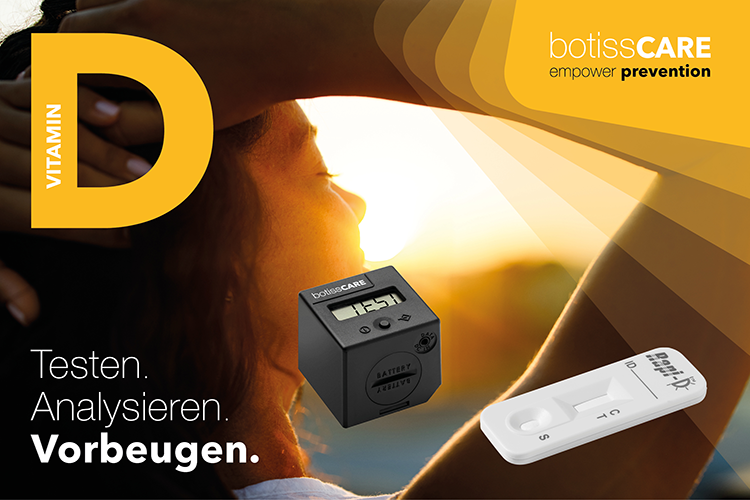 Das botissCARE Produktportfolio umfasst unter anderem den Cube Reader, Rapi-D™ Tests und D3 + K2 10ml Sprays und ist ab sofort im eShop bei Straumann erhältlich.