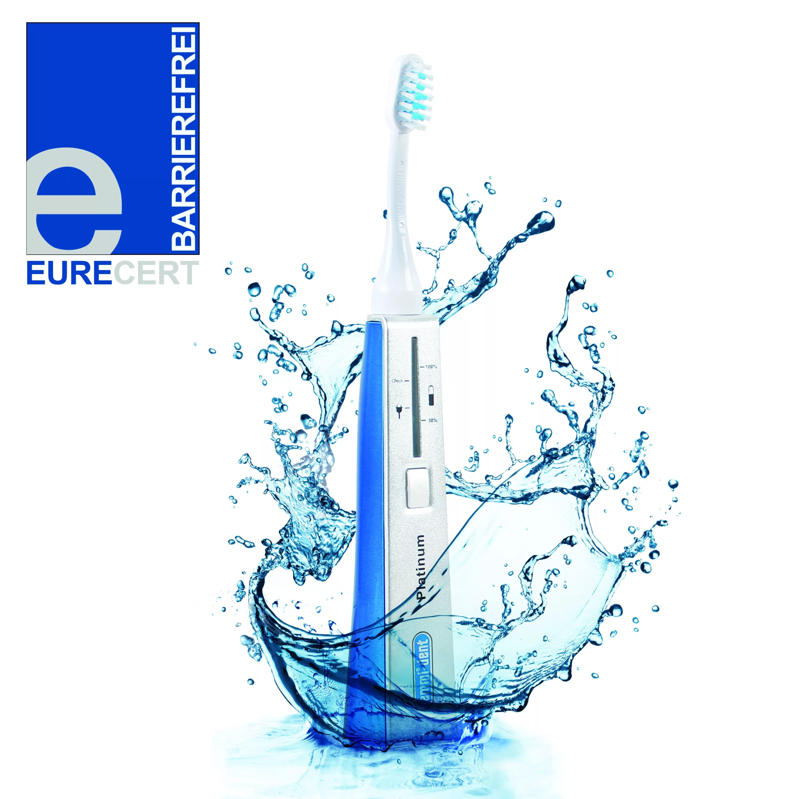 Die Weltneuheit emmi®-dent Platinum Care trägt das EURECERT Gütesiegel für Barrierefreiheit (behindertengerecht).
