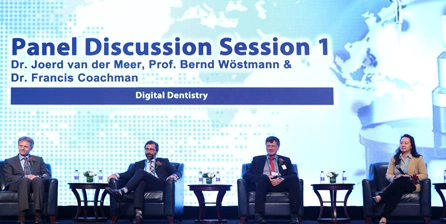 Dr. Joerd van der Meer, Dr. Francis Coachman und Prof. Bernd Wöstmann (v. l.) bei der Podiumsdiskussion.