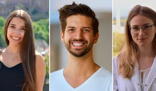Die Gewinner des nationalen Clinical Case Contest Deutschland/Österreich/Schweiz 2020/21 (von links): Alexandra Bolbos, Universitätsklinikum Heidelberg (1. Platz), Valentin Hermann, Universität Witten-Herdecke (2. Platz), Hannah Dittmer, Universitätsk